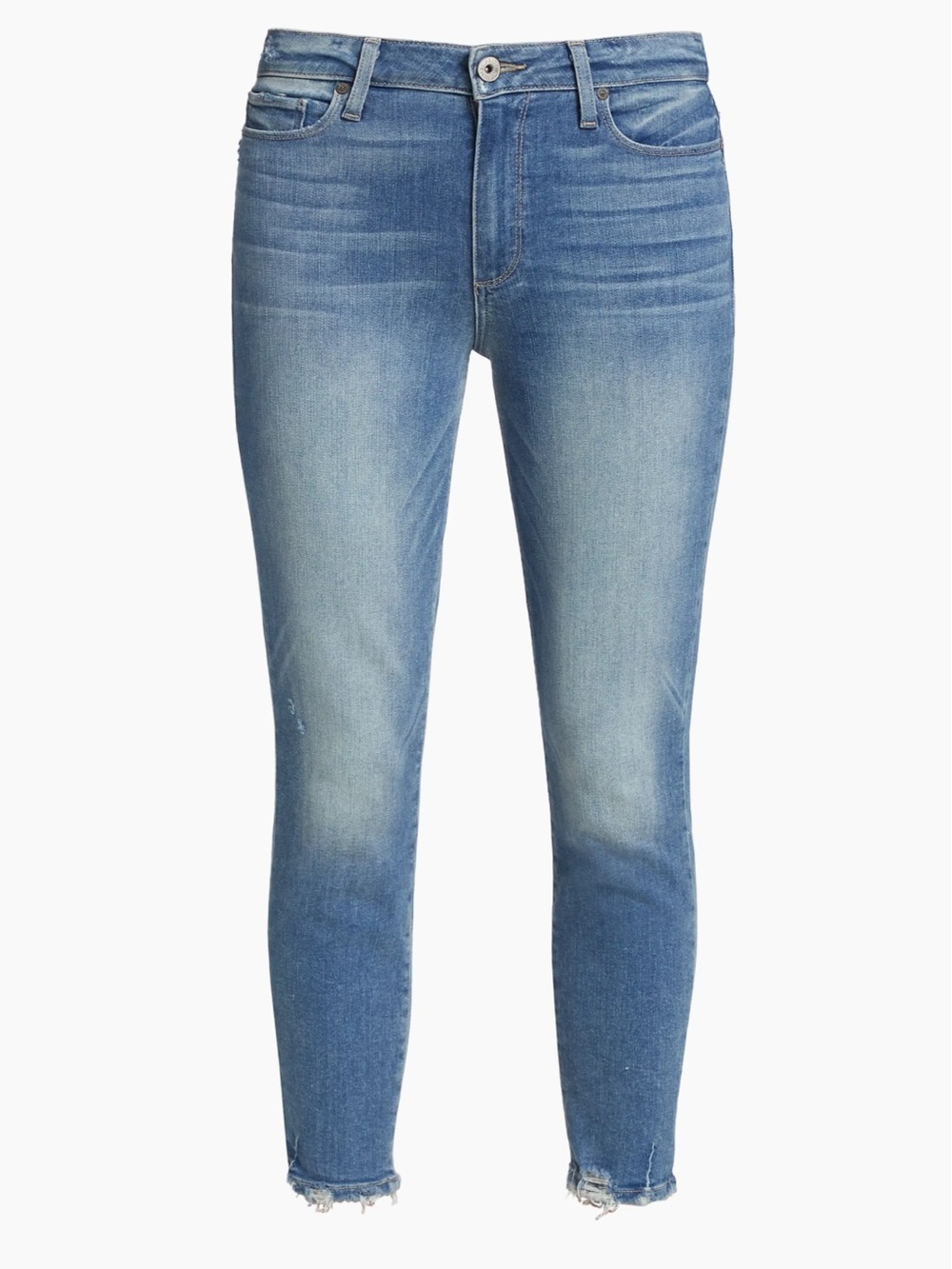 PAIGE Hoxton Crop Atterbury Wash Skinny Jeans Torn Back Hem Style